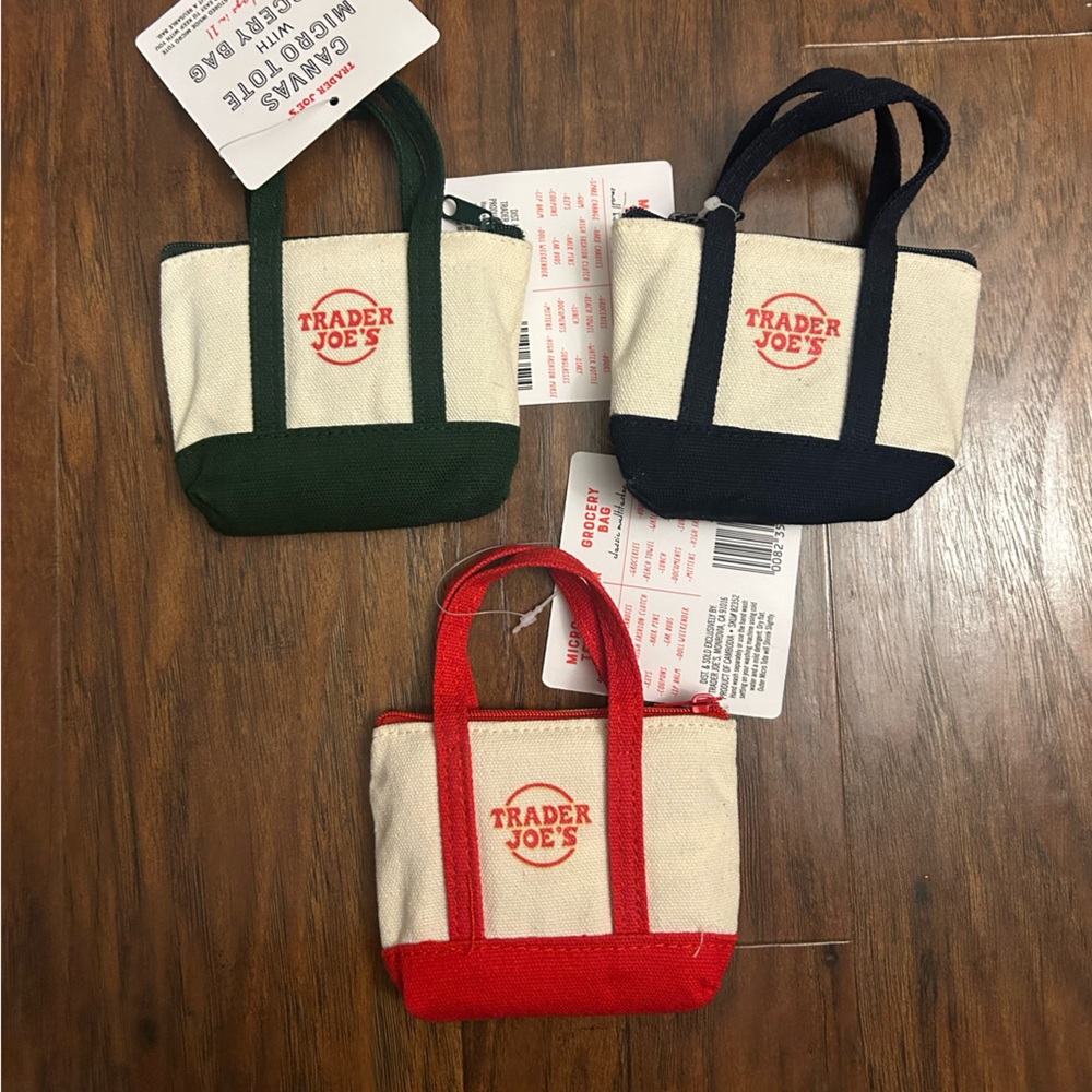 THREE Trader Joe’s Micro Canvas Tote + Foldable Bag | 2-in-1 Set